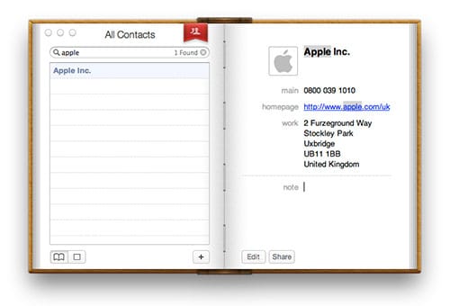Apple's book of contacts.