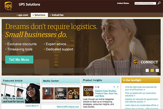 The UPS delivery company want people to think of them as reliable and stable, so having their logo and their website in brown is a no-brainer.