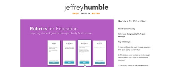 Portfolio website of Jeffrey Humble